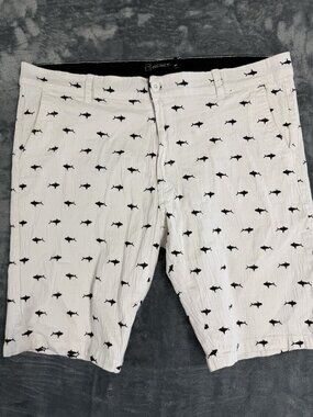 Reset Men's Size 36 Black White Shark Print Shorts Pre-Owned